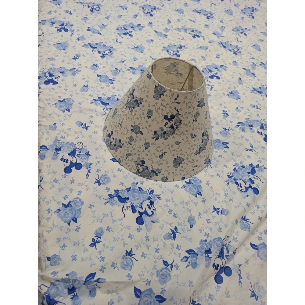 VTG Disney Mickey Mouse Blue Floral Rose Comforter Portugal Cotton Cottagecore